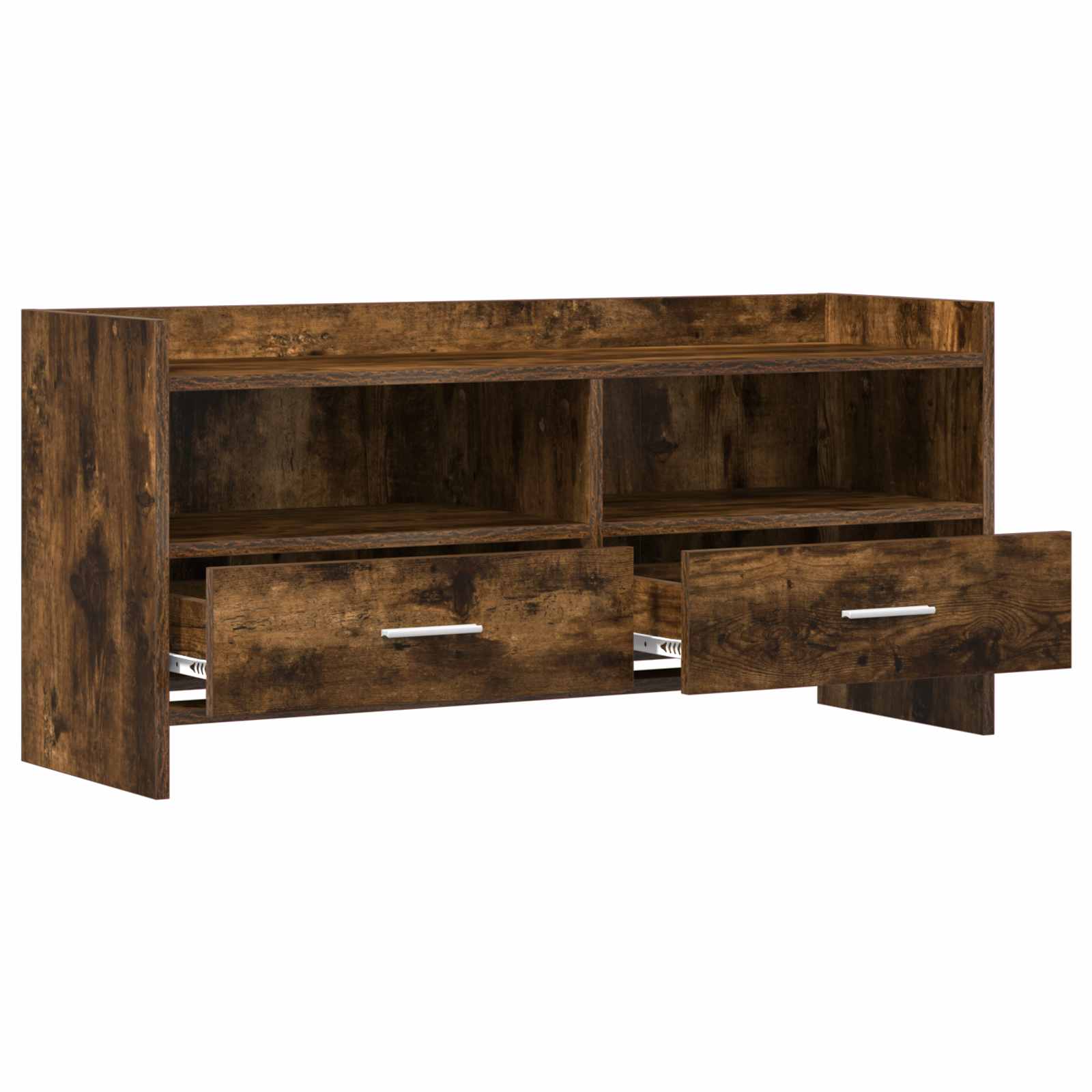 vidaXL TV Cabinet 100 x 33 x 47 cm Smoked Oak Engineered Wood 4