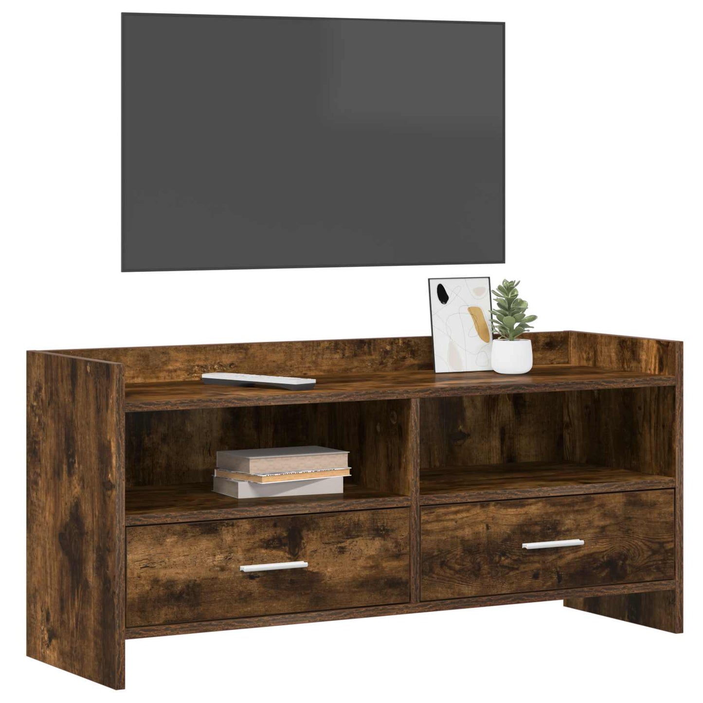 vidaXL TV Cabinet 100 x 33 x 47 cm Smoked Oak Engineered Wood 3