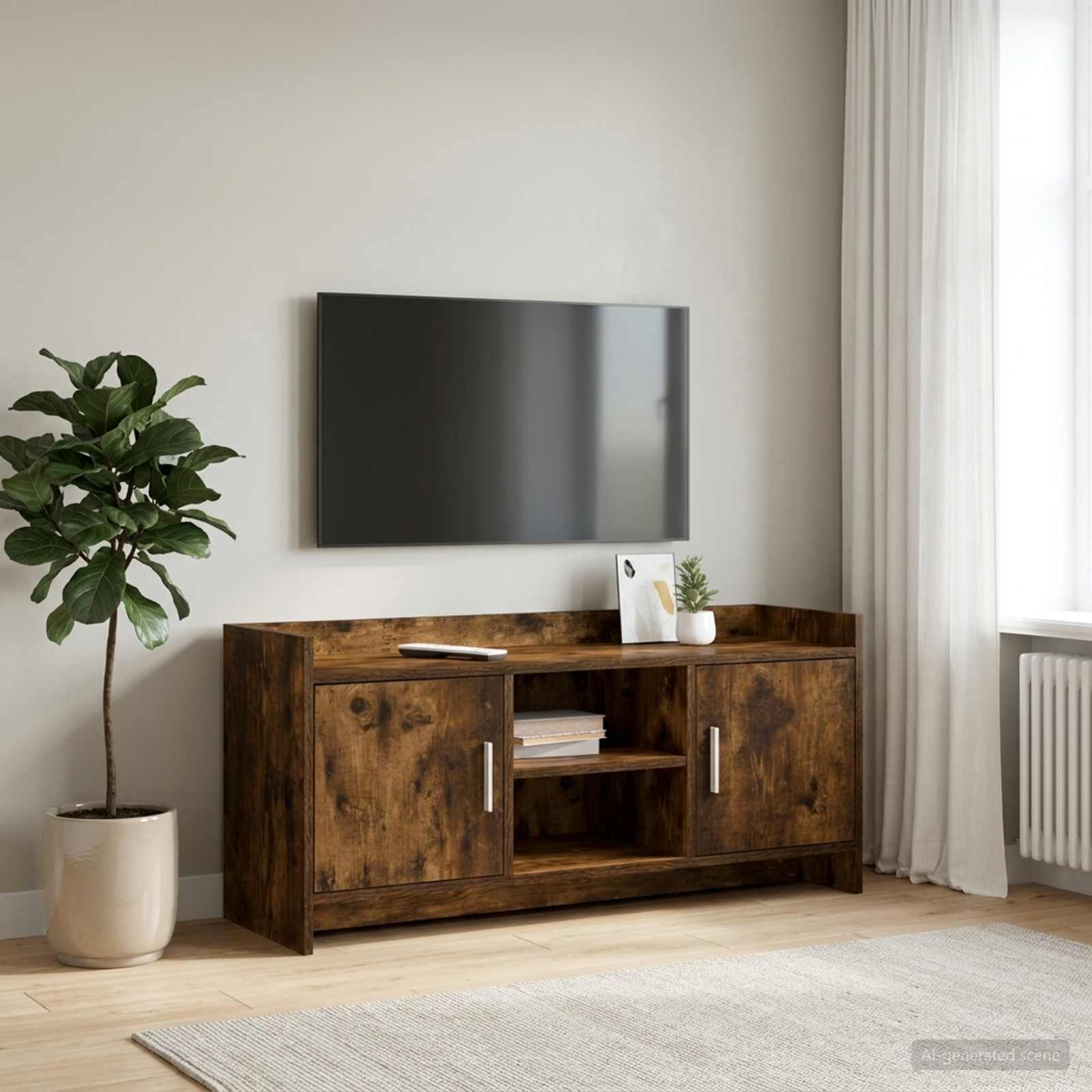 vidaXL TV Cabinet 102 x 33 x 47 cm Smoked Oak Engineered Wood 1