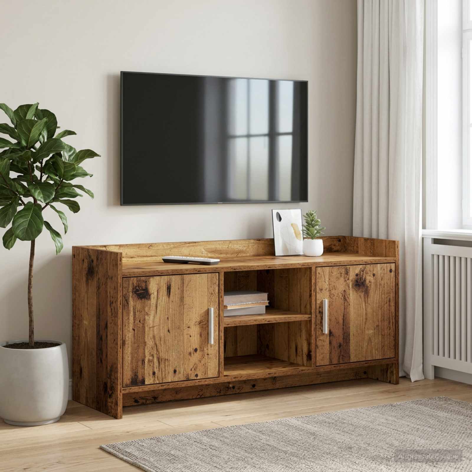 vidaXL TV Cabinet 102 x 33 x 47 cm Old Wood Engineered Wood 1