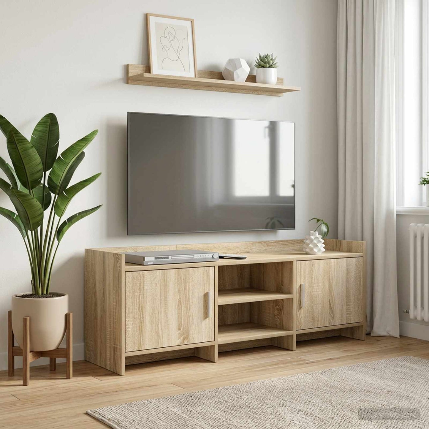 vidaXL TV Cabinet 130 x 33 x 47 cm Sonoma Oak Engineered Wood 1