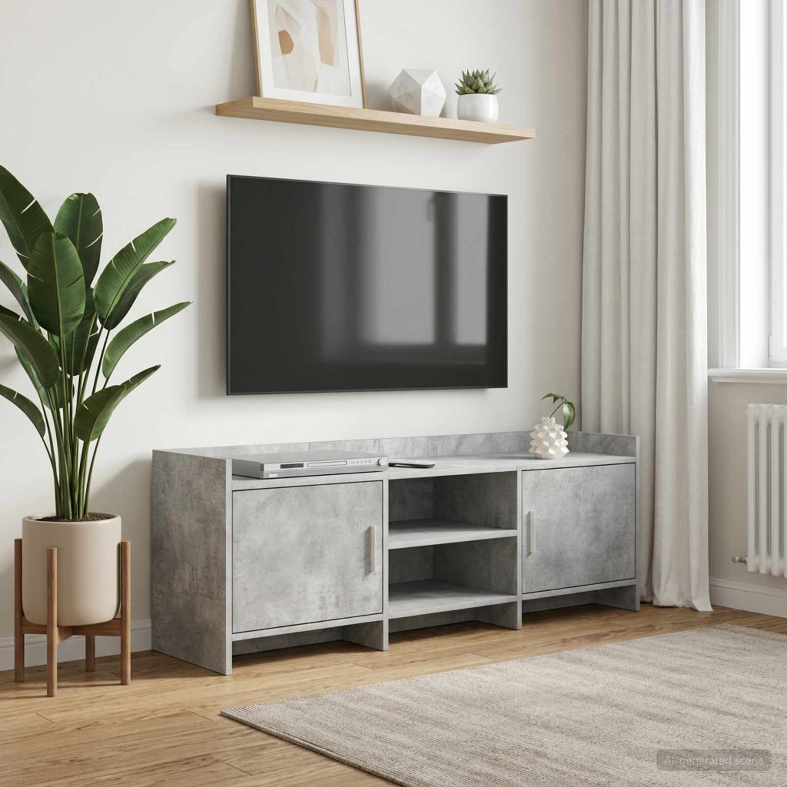 vidaXL TV Cabinet 130 x 33 x 47 cm Concrete Grey Engineered Wood 1