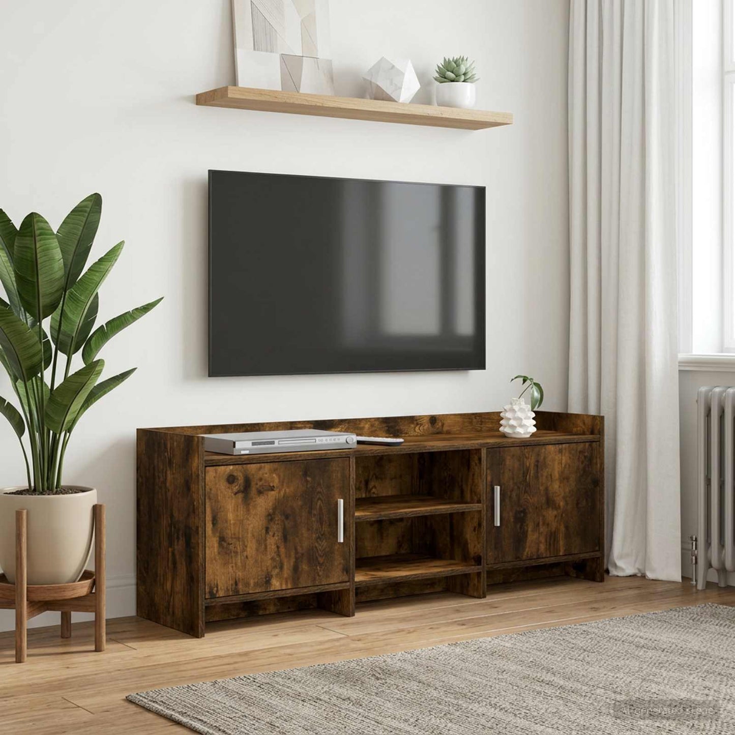 vidaXL TV Cabinet 130 x 33 x 47 cm Smoked Oak Engineered Wood 1
