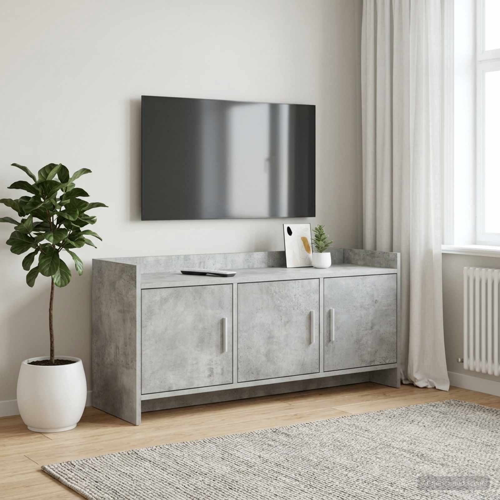 vidaXL TV Cabinet 102 x 33 x 47 cm Concrete Grey Engineered Wood 1