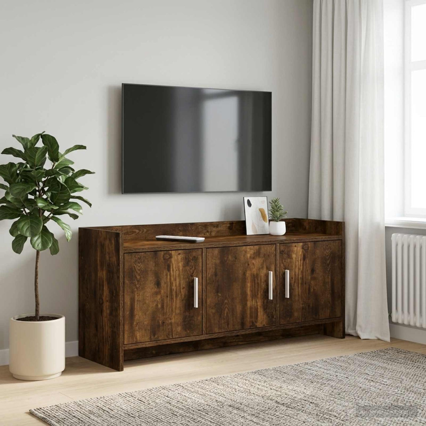 vidaXL TV Cabinet 102 x 33 x 47 cm Smoked Oak Engineered Wood 1
