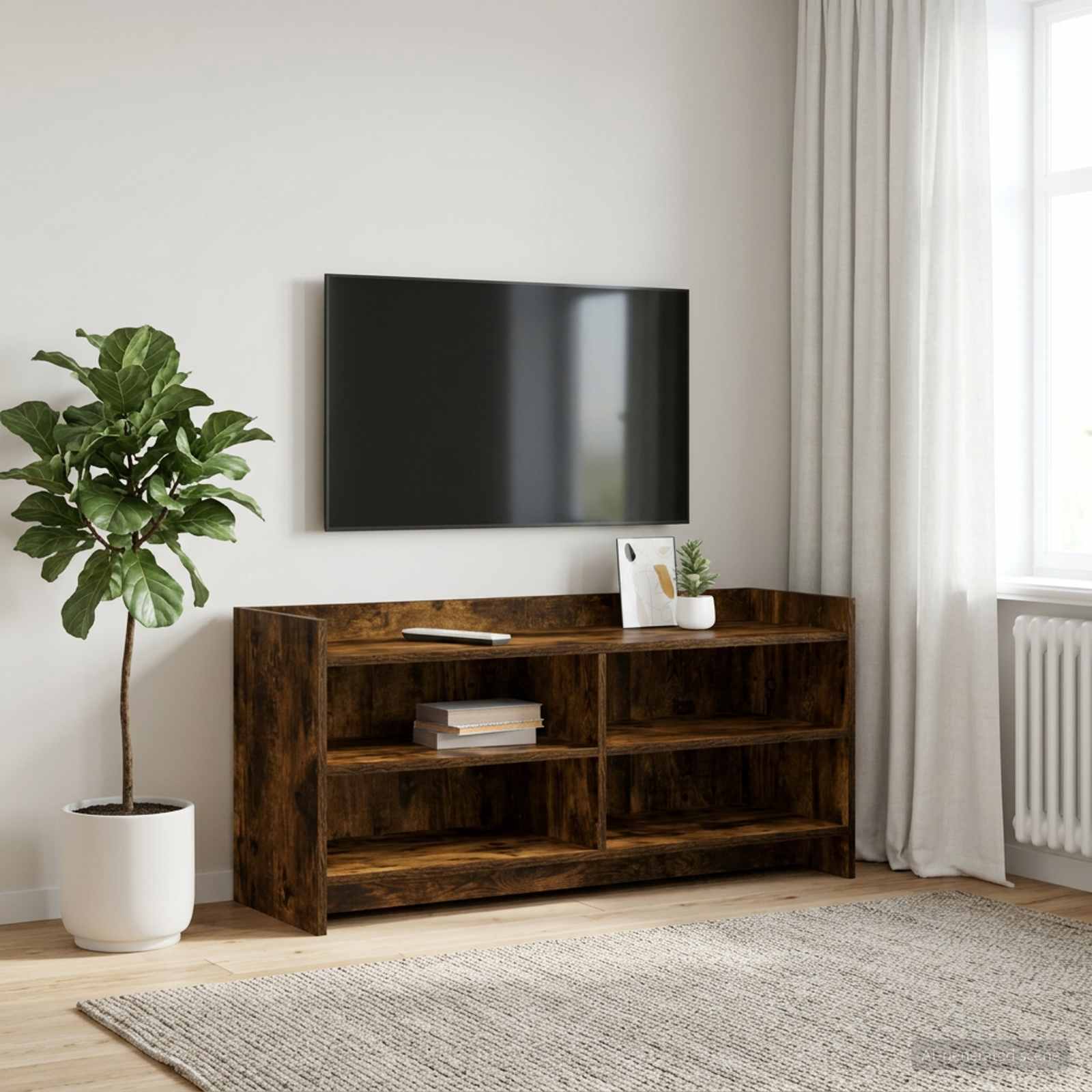 vidaXL TV Cabinet 100 x 33 x 47 cm Smoked Oak Engineered Wood 1