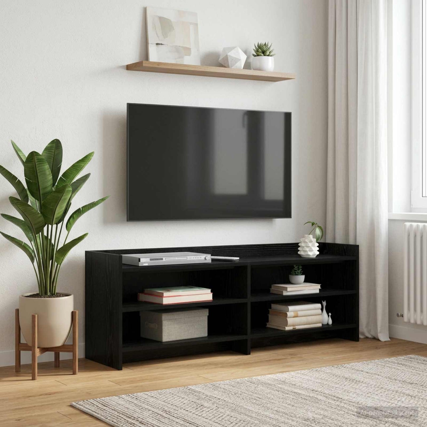 vidaXL TV Cabinet 135 x 33 x 47 cm Black Oak Engineered Wood 1