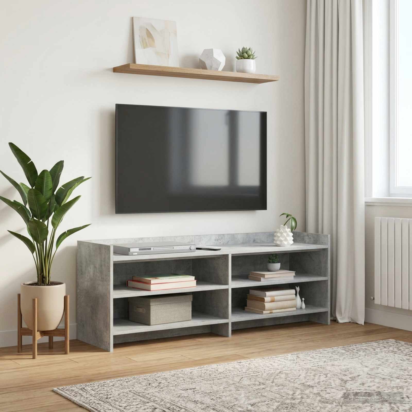 vidaXL TV Cabinet 135 x 33 x 47 cm Concrete Grey Engineered Wood 1