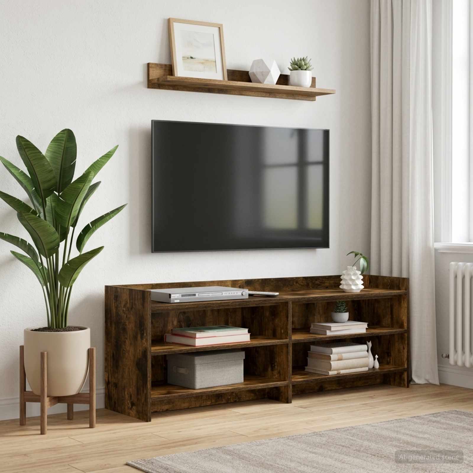 vidaXL TV Cabinet 135 x 33 x 47 cm Smoked Oak Engineered Wood 1