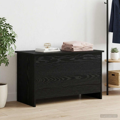 vidaXL Storage Chest Black Oak 80 x 40 x 50 cm Engineered Wood 4