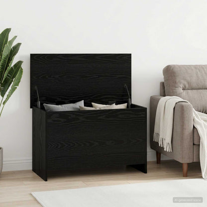vidaXL Storage Chest Black Oak 80 x 40 x 50 cm Engineered Wood 1
