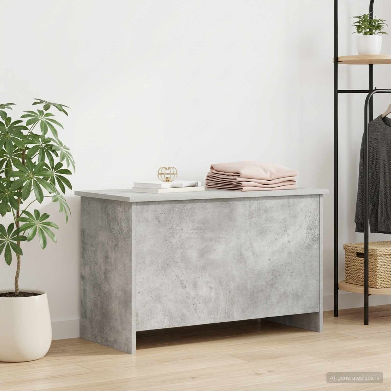 vidaXL Storage Chest Concrete Grey 80 x 40 x 50 cm Engineered Wood 4