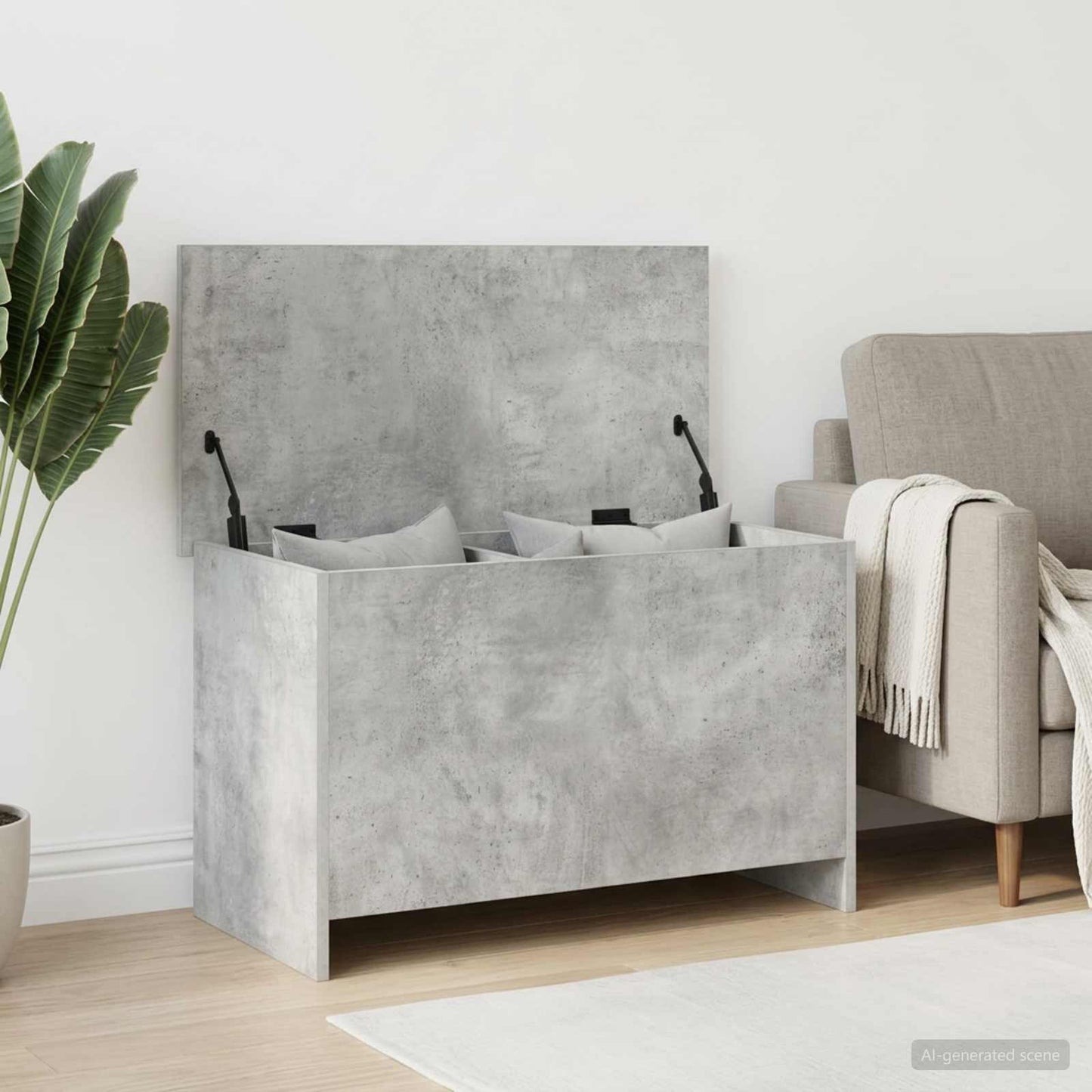 vidaXL Storage Chest Concrete Grey 80 x 40 x 50 cm Engineered Wood 1