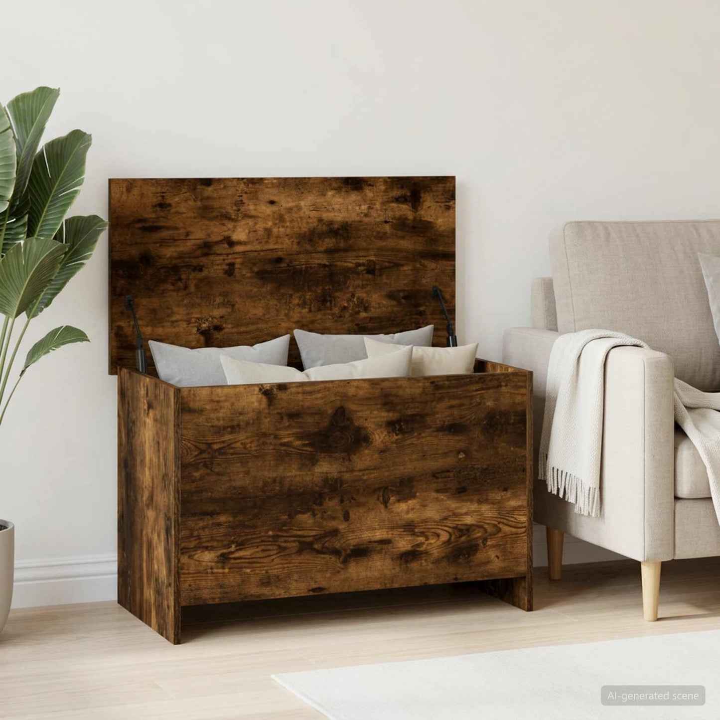 vidaXL Storage Chest Smoked Oak 80 x 40 x 50 cm Engineered Wood 1