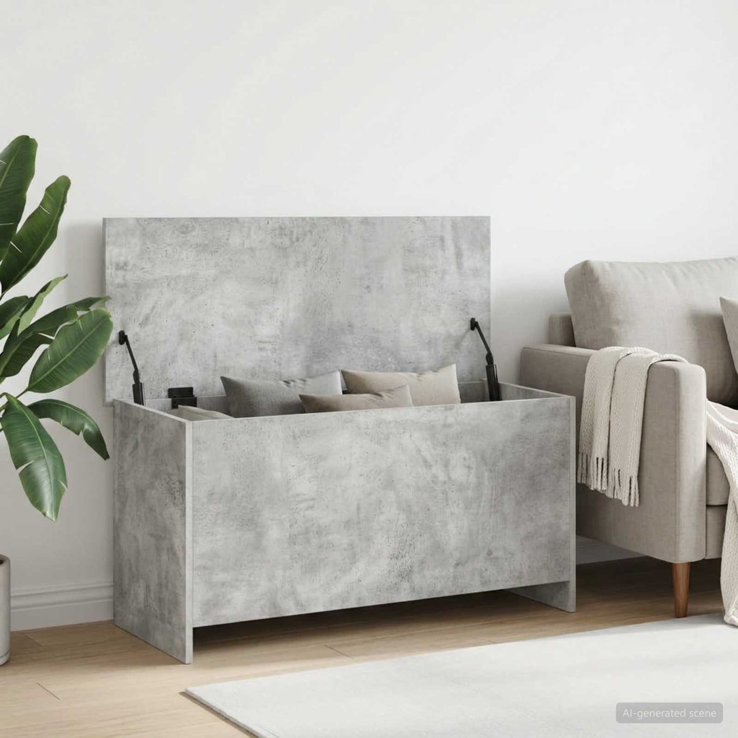 vidaXL Storage Chest Concrete Grey 100 x 40 x 50 cm Engineered Wood 1