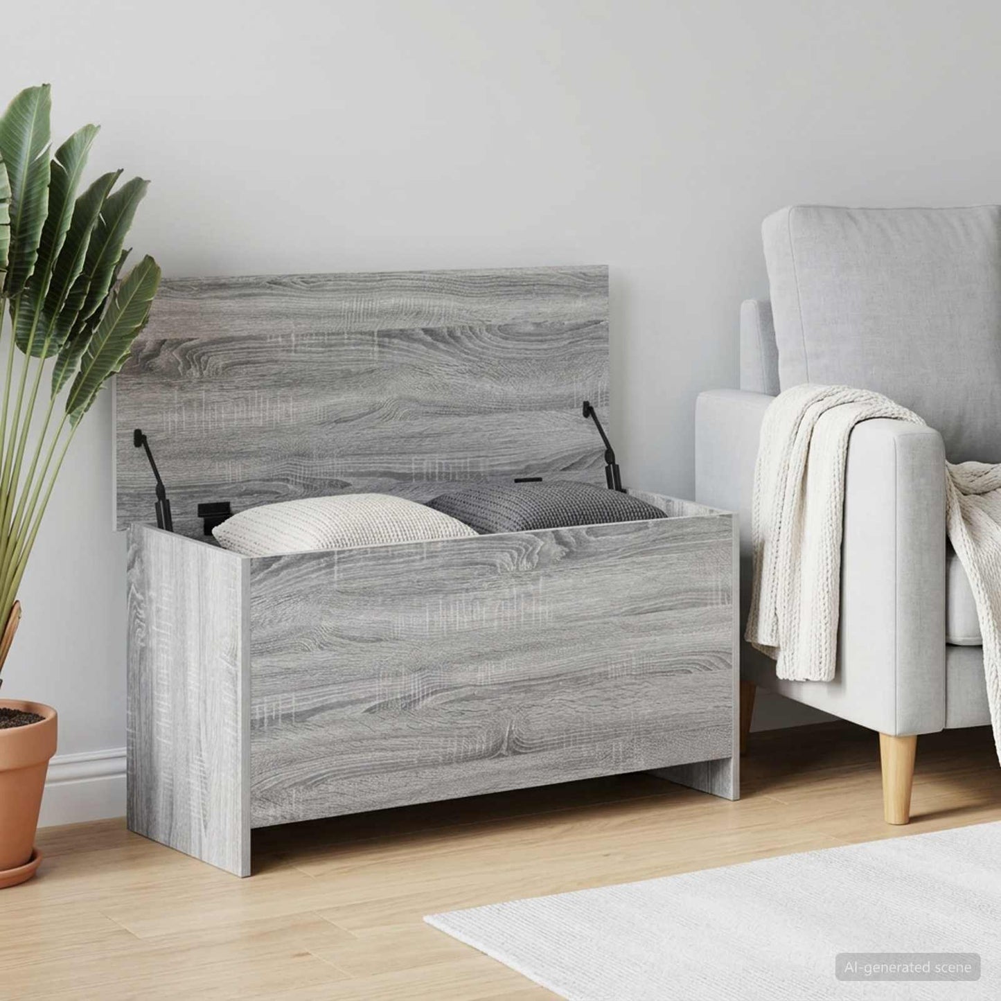vidaXL Storage Chest Grey Sonoma 100 x 40 x 50 cm Engineered Wood 1