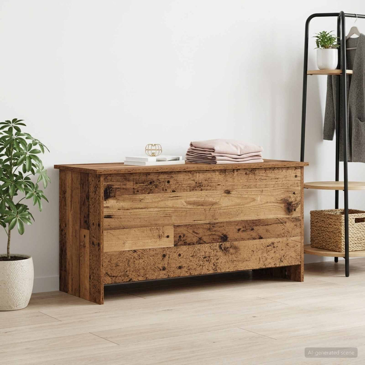 Storage Chest 100 x 40 x 50 cm Engineered Wood Length 100 cm Old wood