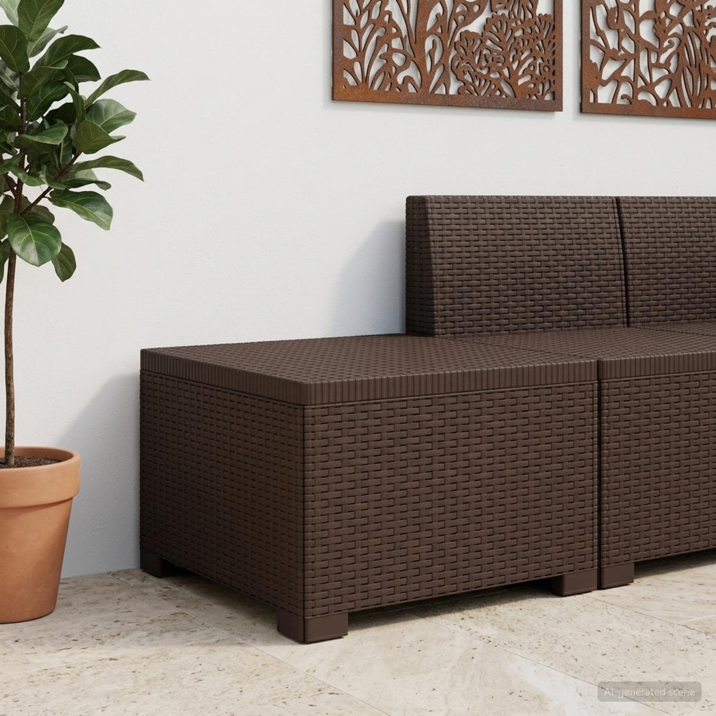 vidaXL 1-Seater Garden Sofa Rattan Look PP Brown 1