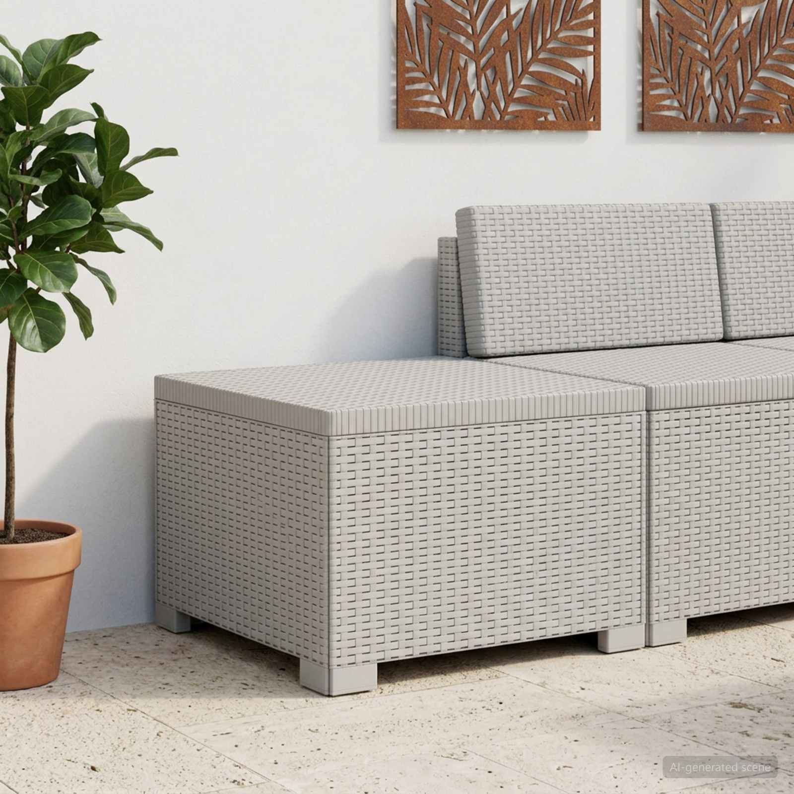 vidaXL 1-Seater Garden Sofa Rattan Look PP White 1