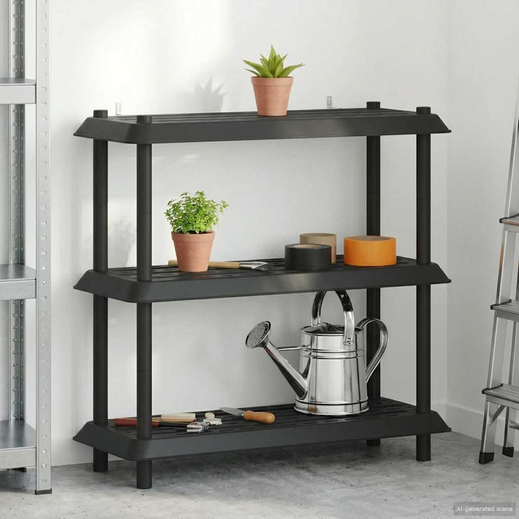 vidaXL Shelving Unit 3-Tier 100 x 40 x 96 cm PP Anthracite 1