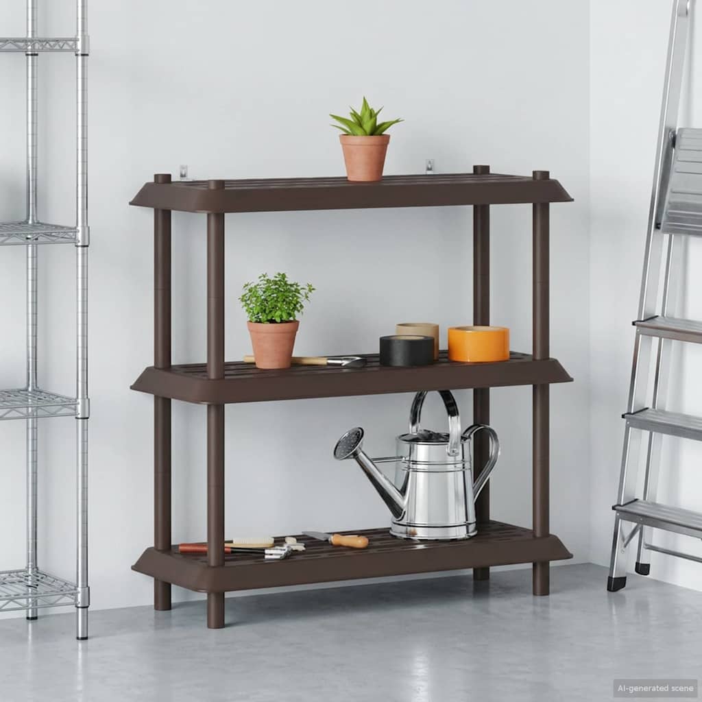 vidaXL Shelving Unit 3-Tier 100 x 40 x 96 cm PP Brown 4