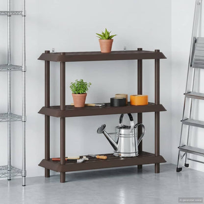 vidaXL Shelving Unit 3-Tier 100 x 40 x 96 cm PP Brown 4