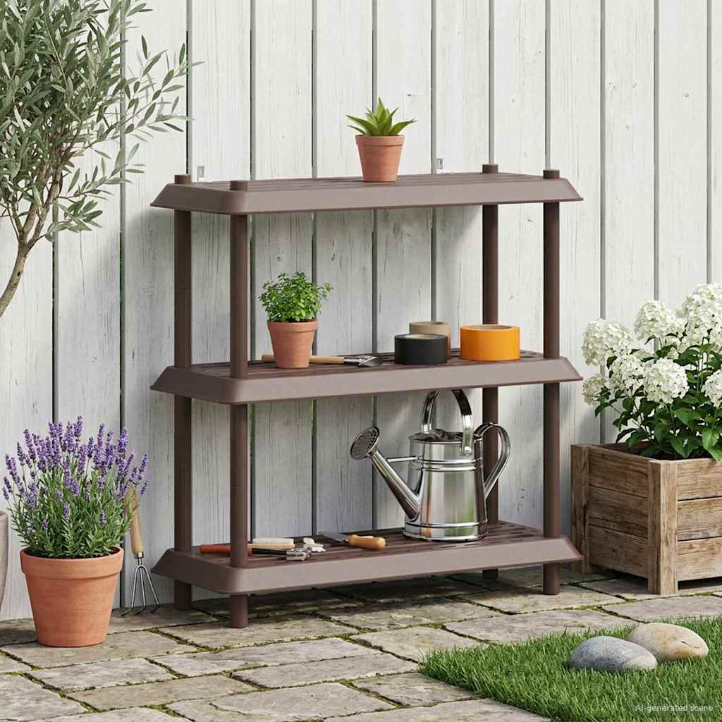 vidaXL Shelving Unit 3-Tier 100 x 40 x 96 cm PP Brown 1