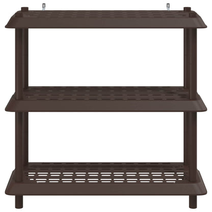 vidaXL Shelving Unit 3-Tier 100 x 40 x 96 cm PP Brown 5