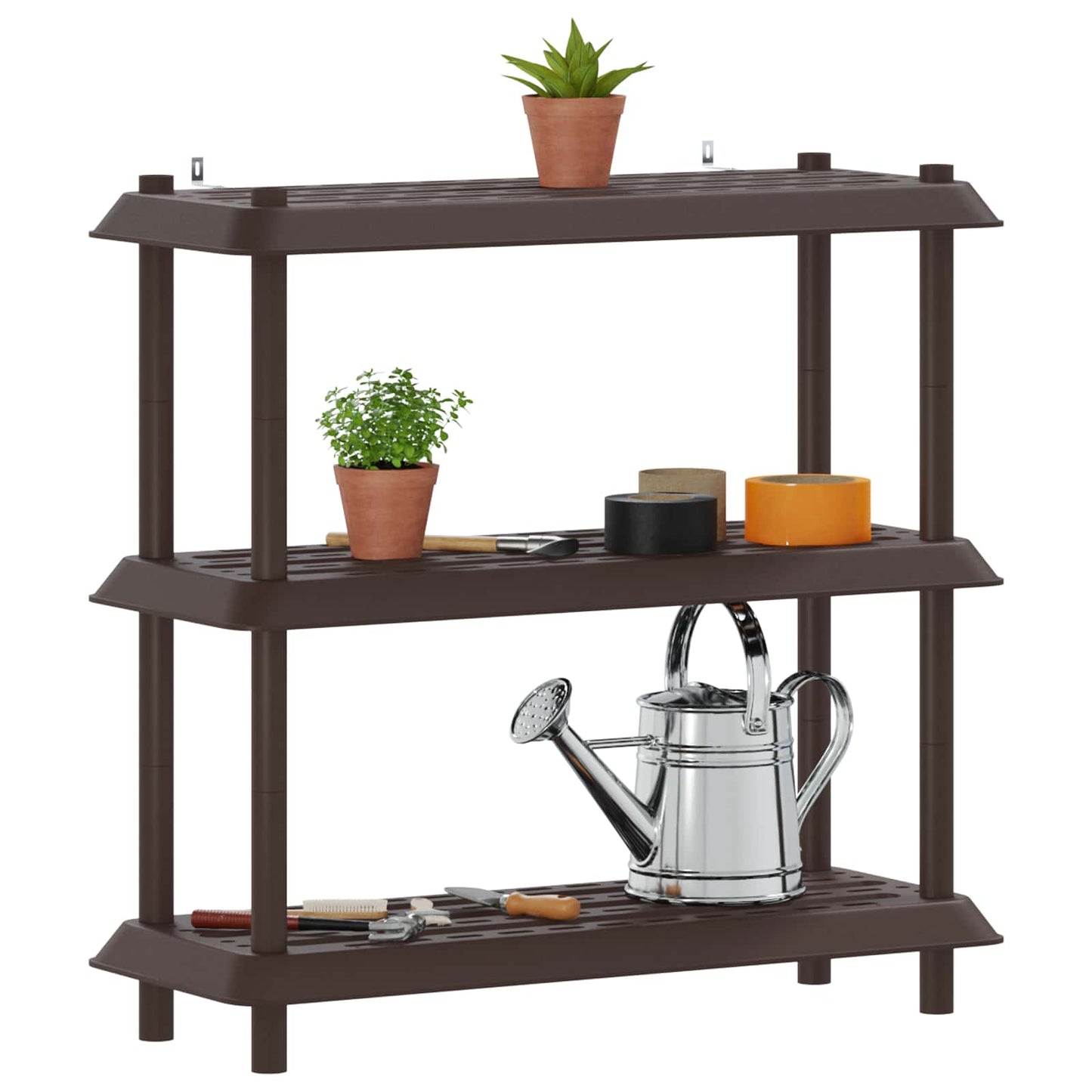 vidaXL Shelving Unit 3-Tier 100 x 40 x 96 cm PP Brown 3
