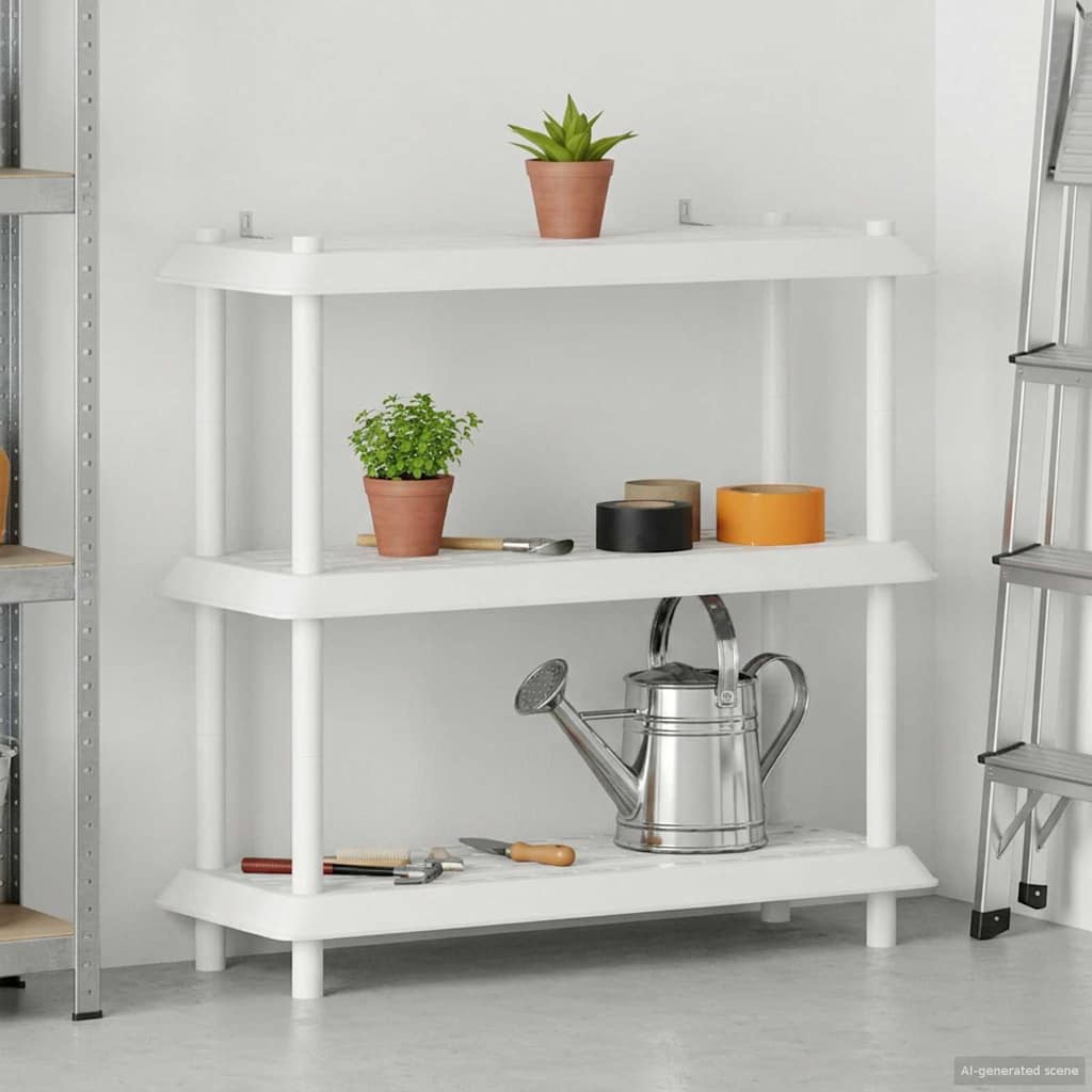 vidaXL Shelving Unit 3-Tier 100 x 40 x 96 cm PP White 1