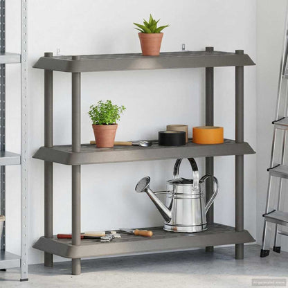 vidaXL Shelving Unit 3-Tier 100 x 40 x 96 cm PP Light Grey 4