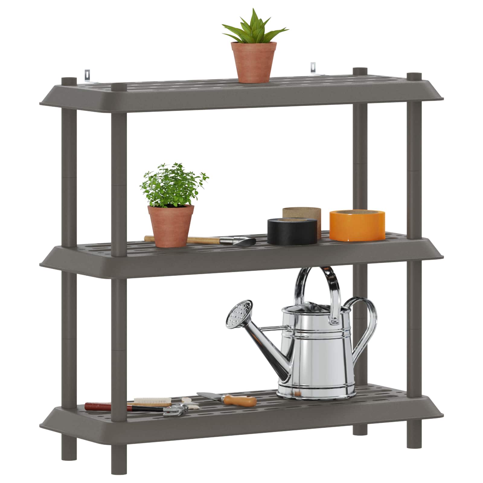 vidaXL Shelving Unit 3-Tier 100 x 40 x 96 cm PP Light Grey 3