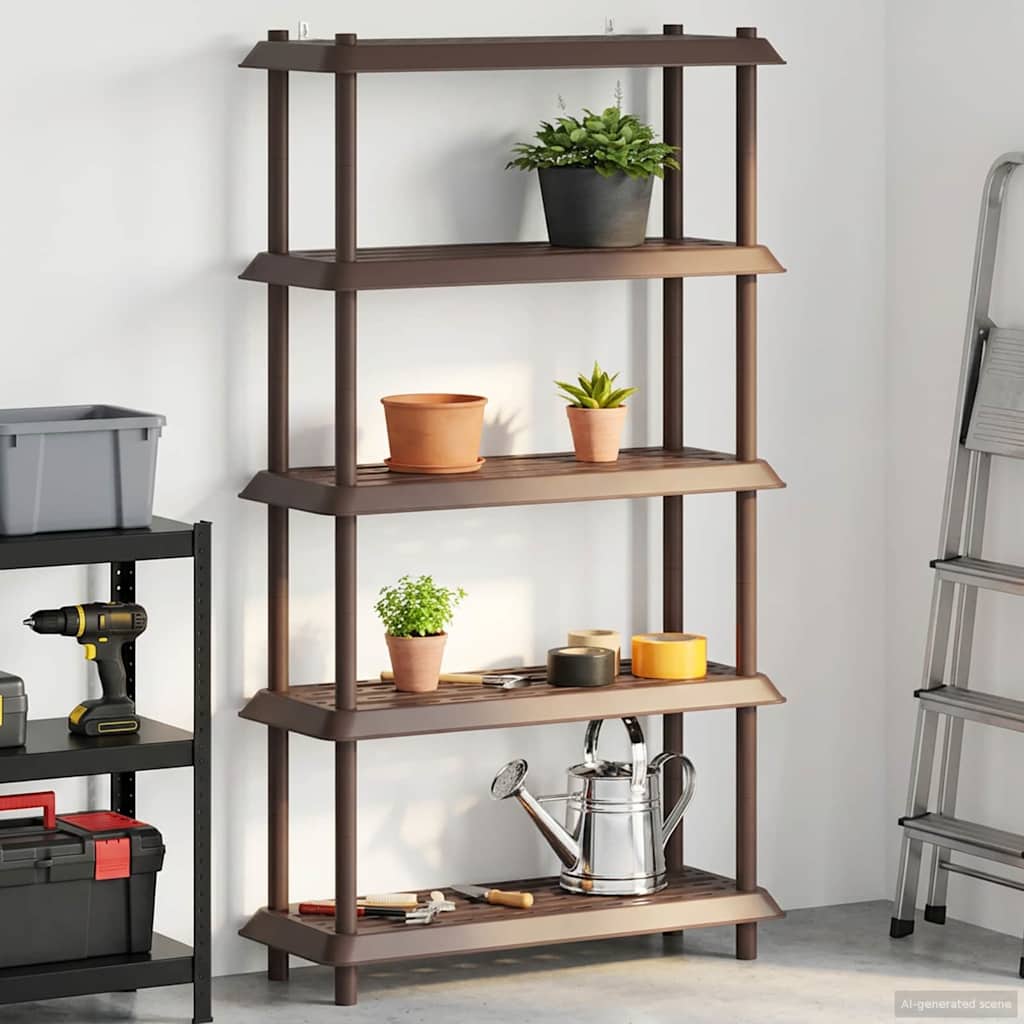 Shelving Unit 5-Tier PP Brown