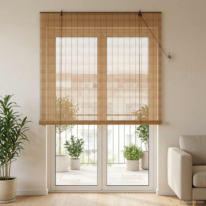 vidaXL Roller Blind Brown 130 x 220 cm Bamboo 1