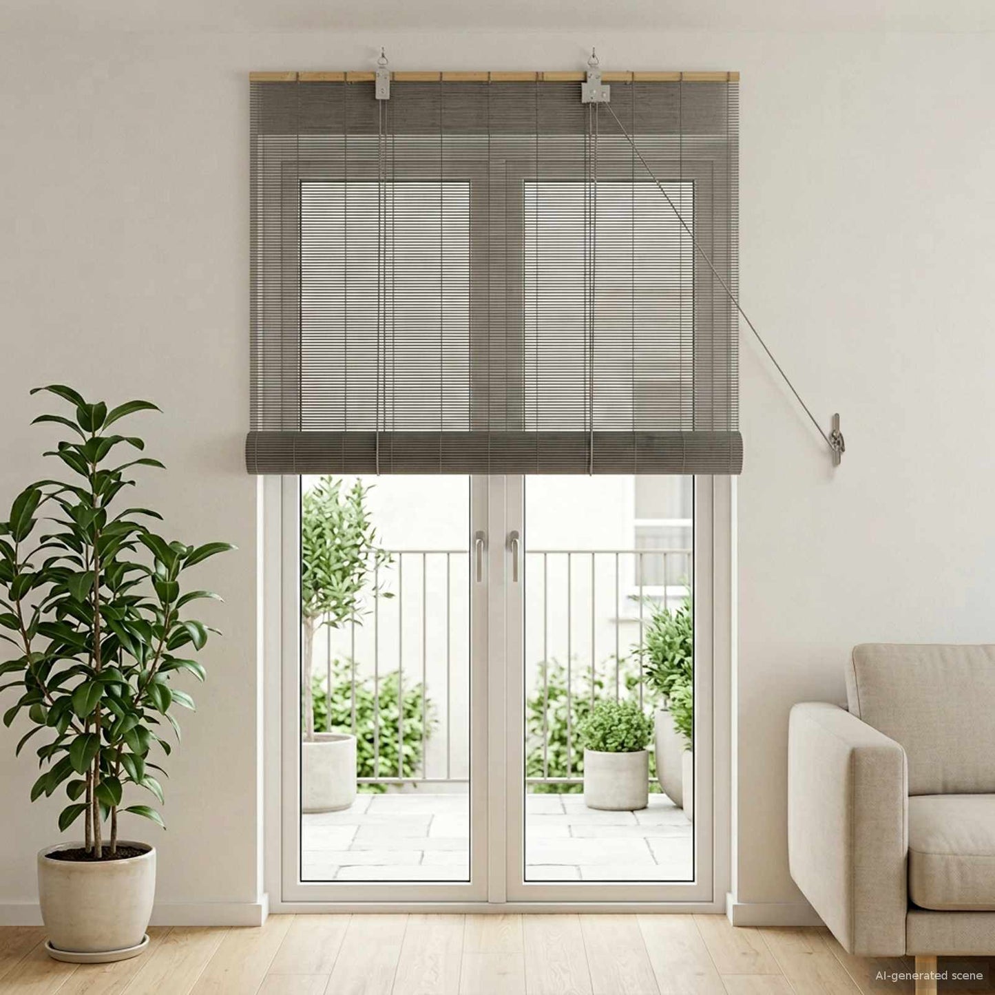 vidaXL Roller Blind Grey 120 x 220 cm Bamboo 1