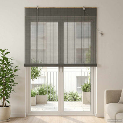vidaXL Roller Blind Grey 150 x 220 cm Bamboo 1