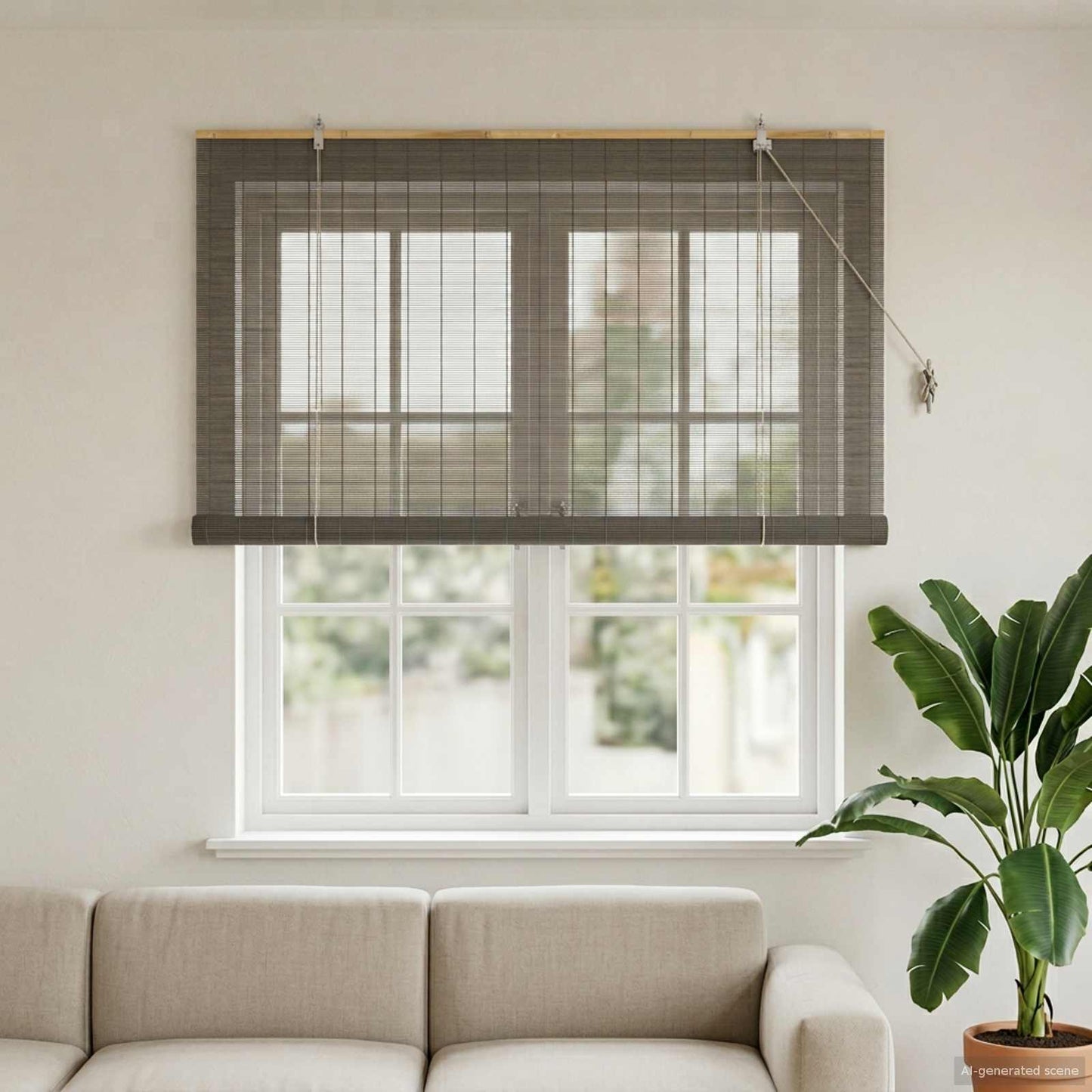vidaXL Roller Blind Grey 160 x 160 cm Bamboo 1