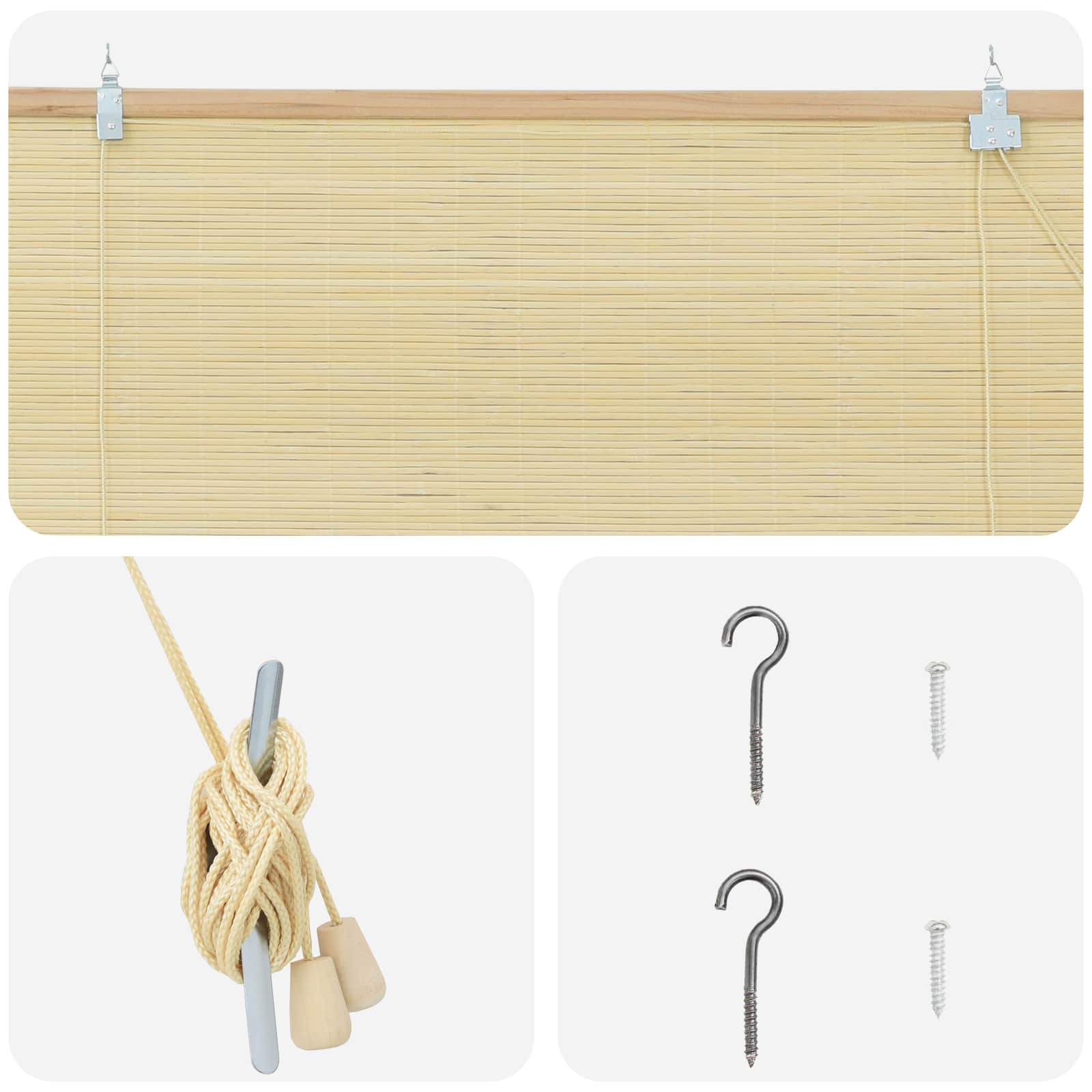 vidaXL Roller Blind Natural 130 x 220 cm Bamboo 4