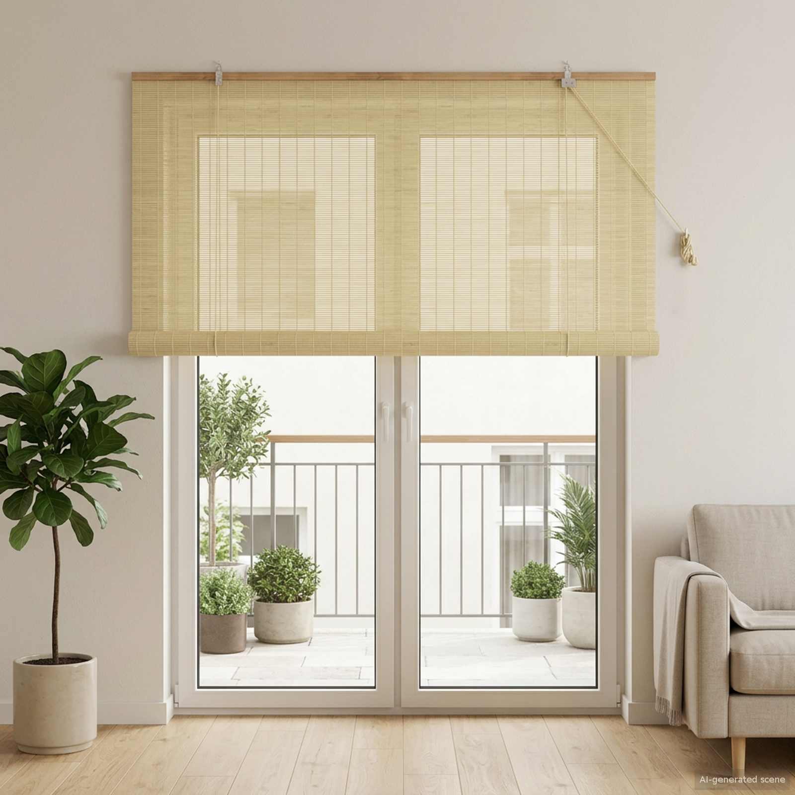 vidaXL Roller Blind Natural 130 x 220 cm Bamboo 1