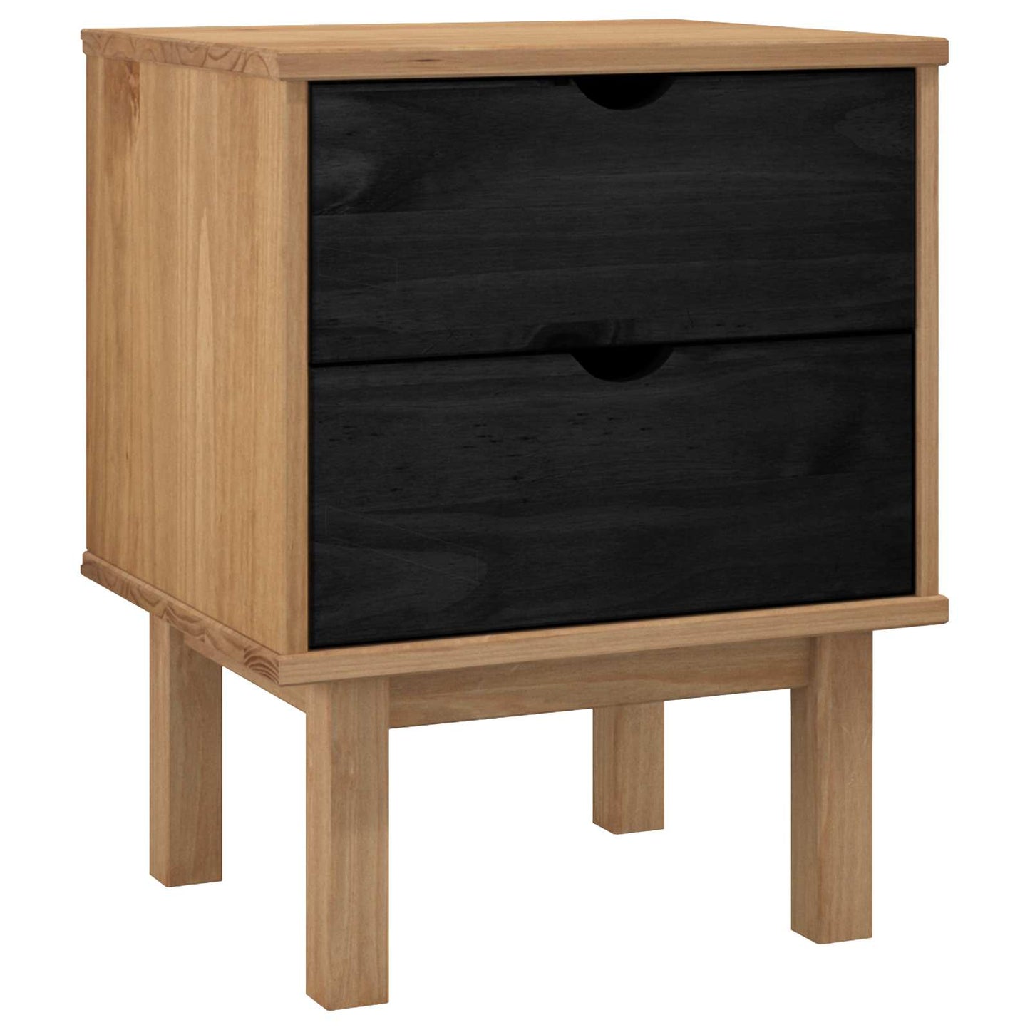 vidaXL Bedside Table OTTA Black 45 x 39 x 57 cm Solid Pine Wood 2
