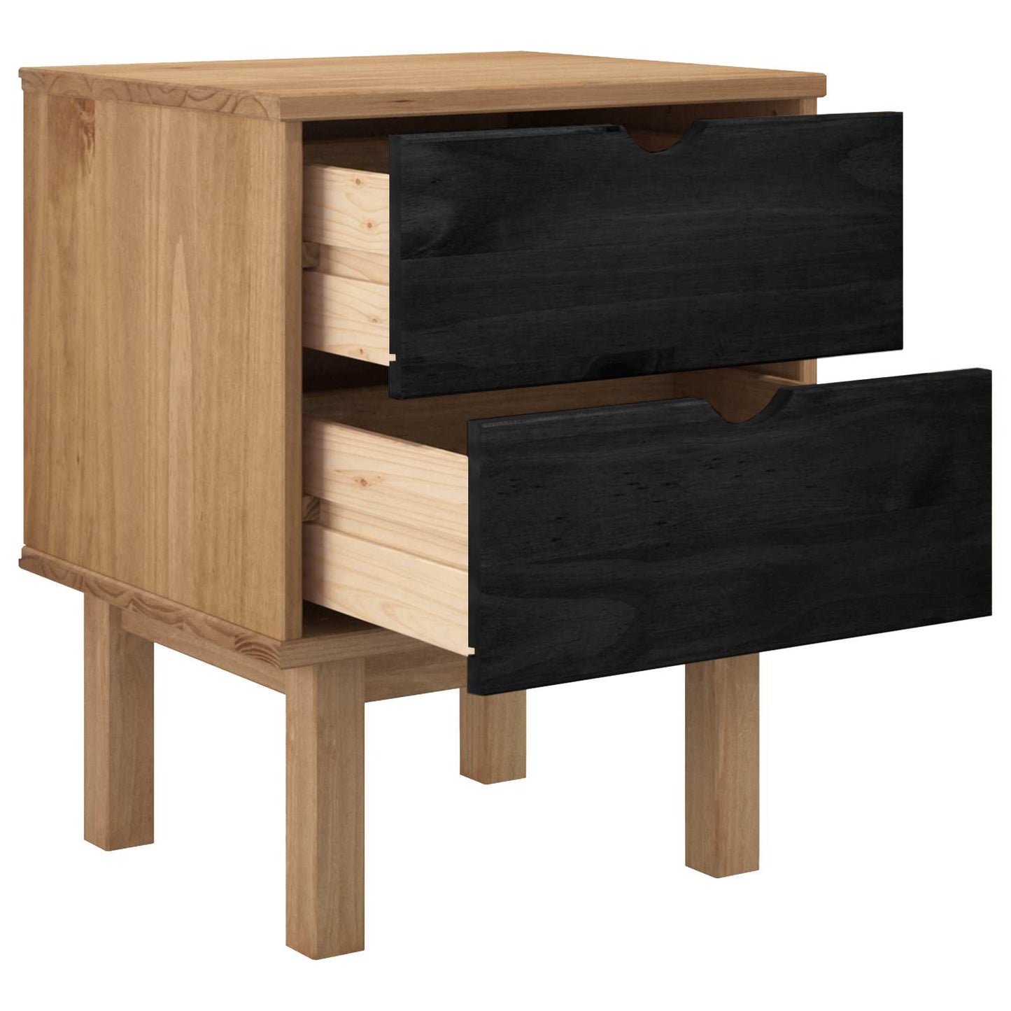 vidaXL Bedside Table OTTA Black 45 x 39 x 57 cm Solid Pine Wood 3