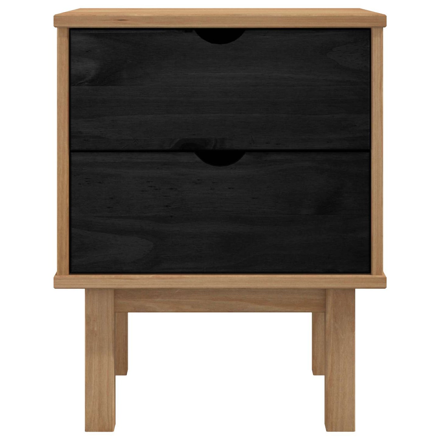 vidaXL Bedside Table OTTA Black 45 x 39 x 57 cm Solid Pine Wood 4