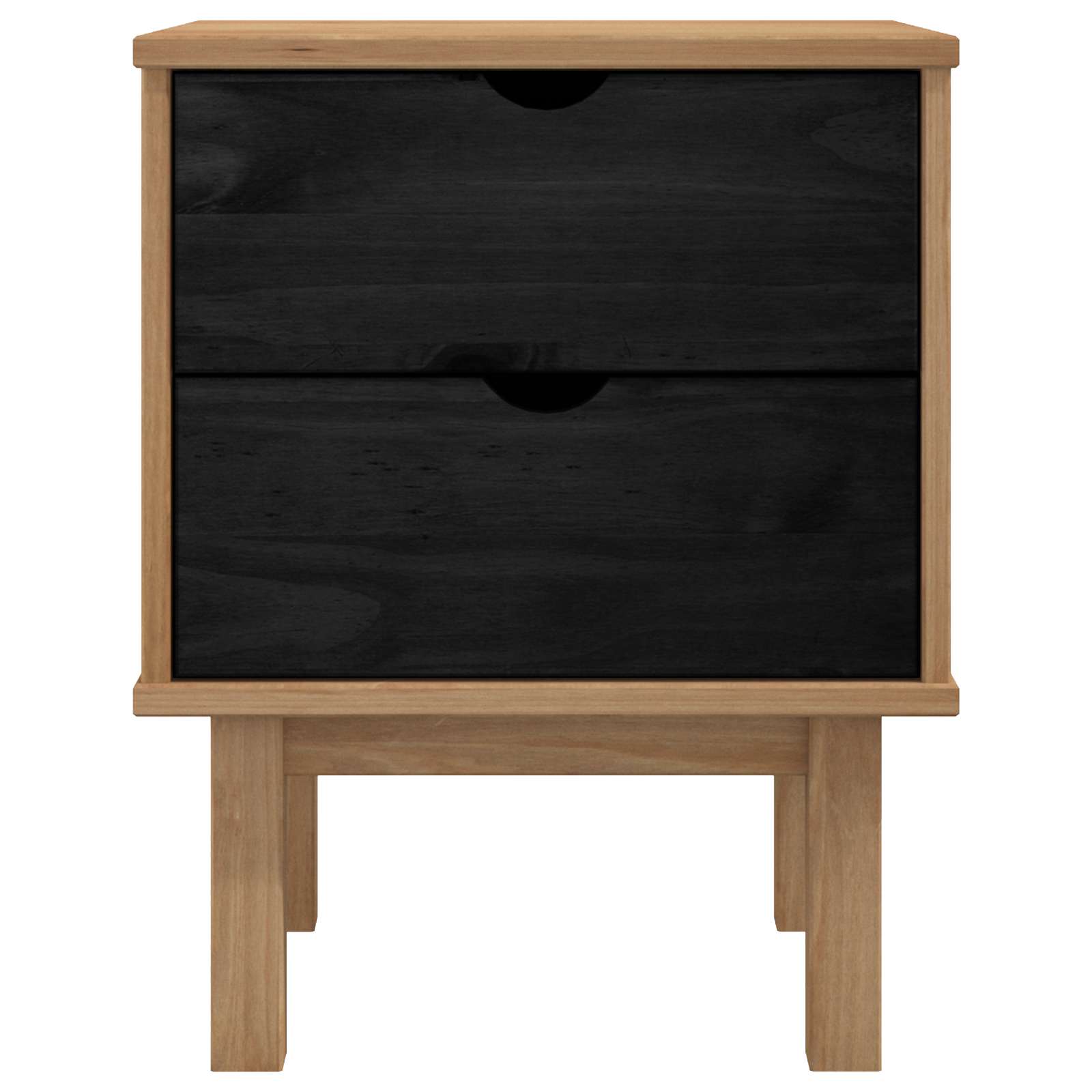 vidaXL Bedside Table OTTA Black 45 x 39 x 57 cm Solid Pine Wood 4