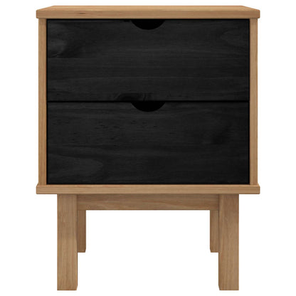 vidaXL Bedside Table OTTA Black 45 x 39 x 57 cm Solid Pine Wood 4