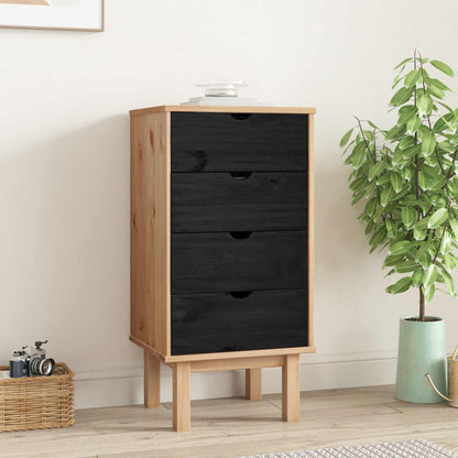 vidaXL Chest of Drawers OTTA Black 45 x 39 x 90 cm Solid Pine Wood 1