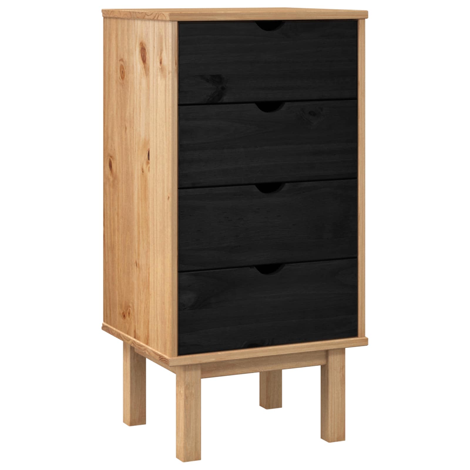 vidaXL Chest of Drawers OTTA Black 45 x 39 x 90 cm Solid Pine Wood 2