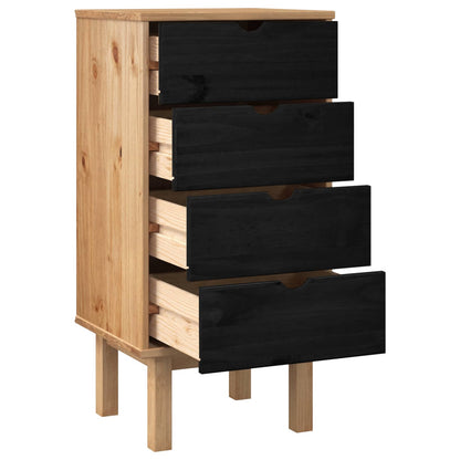 vidaXL Chest of Drawers OTTA Black 45 x 39 x 90 cm Solid Pine Wood 3