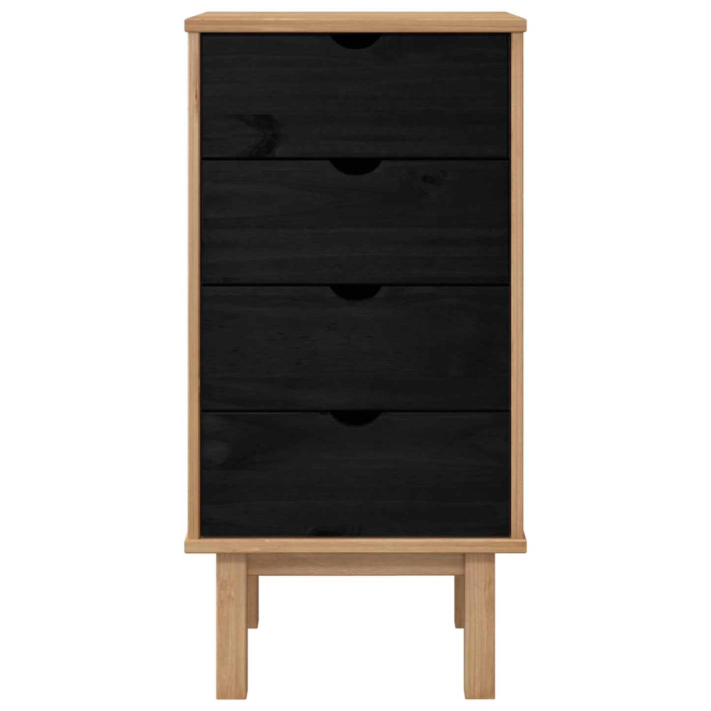 vidaXL Chest of Drawers OTTA Black 45 x 39 x 90 cm Solid Pine Wood 4