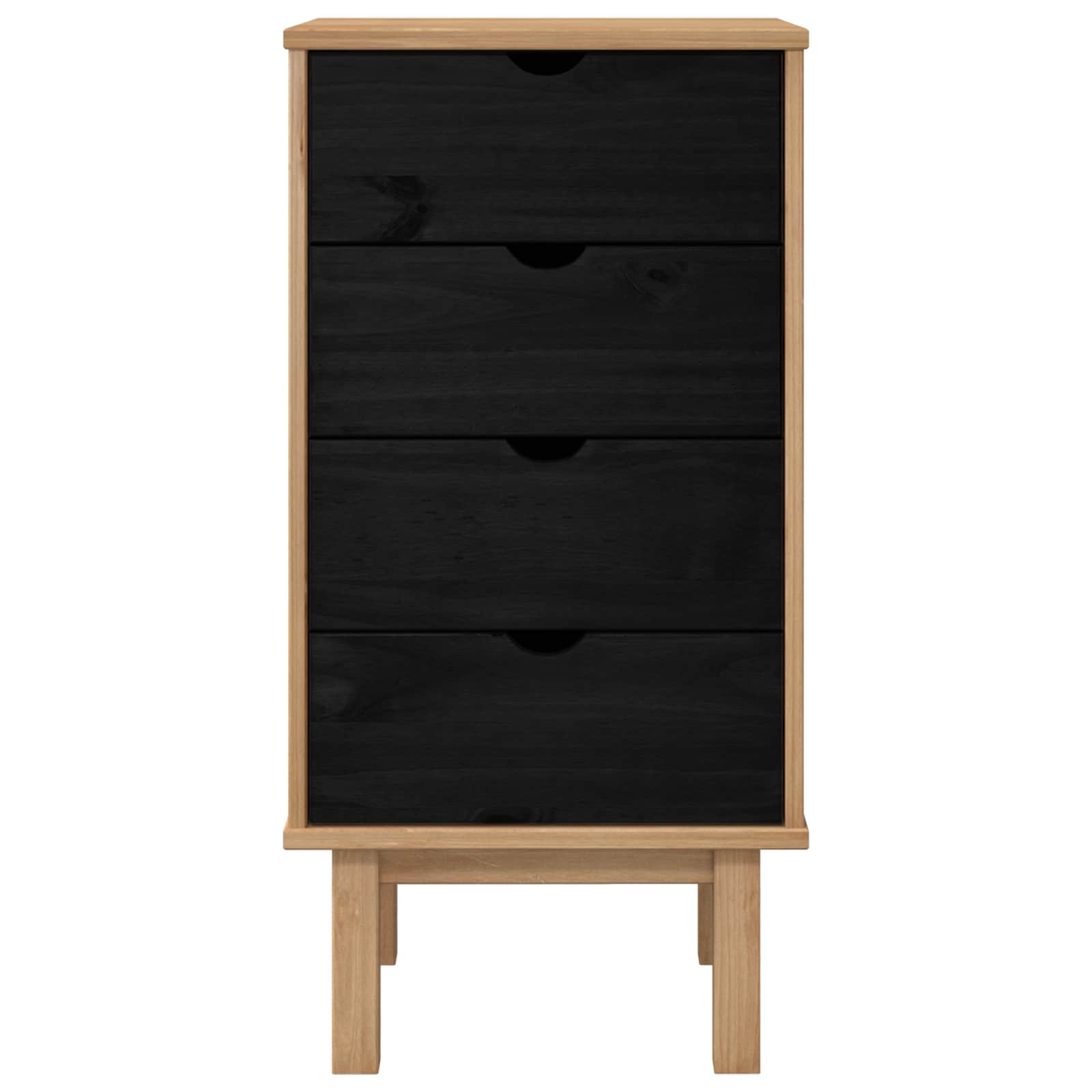vidaXL Chest of Drawers OTTA Black 45 x 39 x 90 cm Solid Pine Wood 4