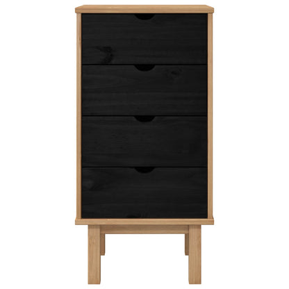 vidaXL Chest of Drawers OTTA Black 45 x 39 x 90 cm Solid Pine Wood 4